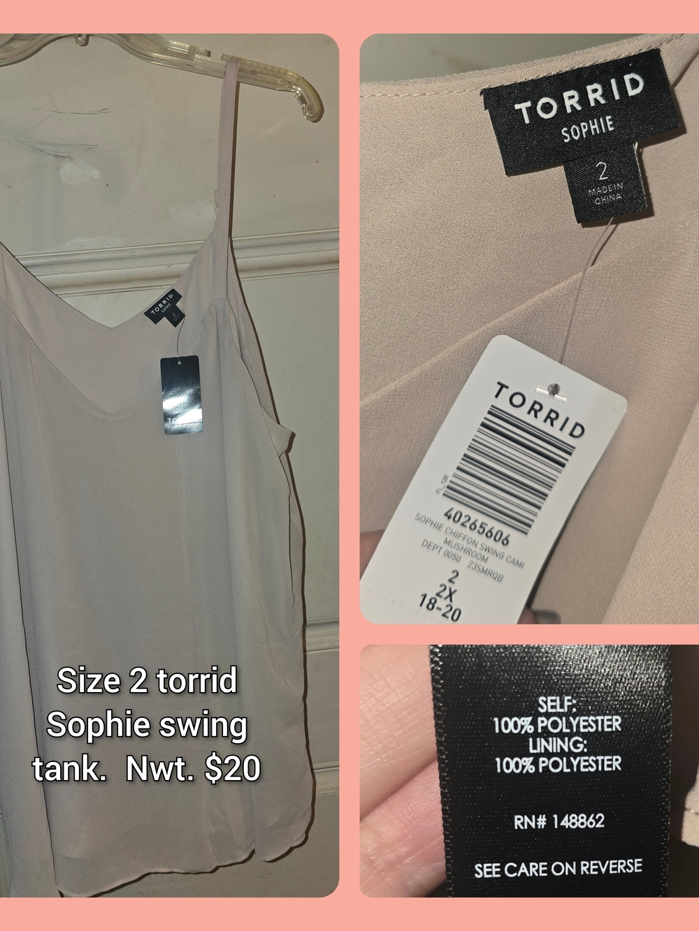 torrid Sophie Swing Tank in Beige